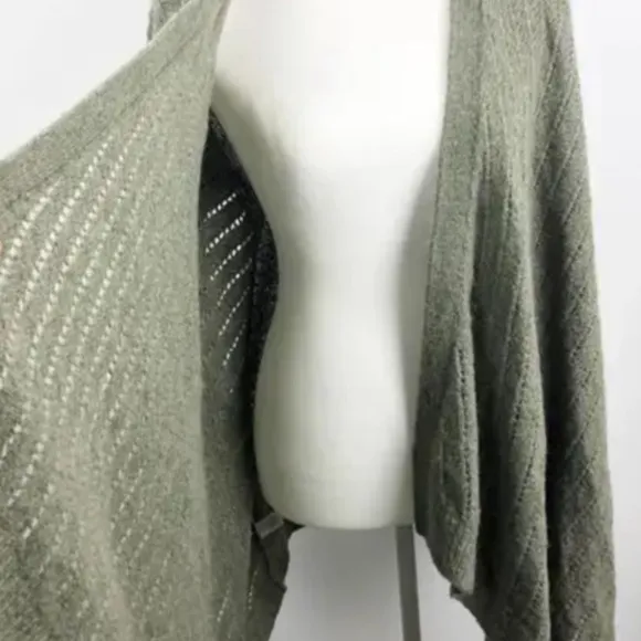 Lou &amp; grey On Point Sage green Pointelle Open front WaterfallCardigan sweater