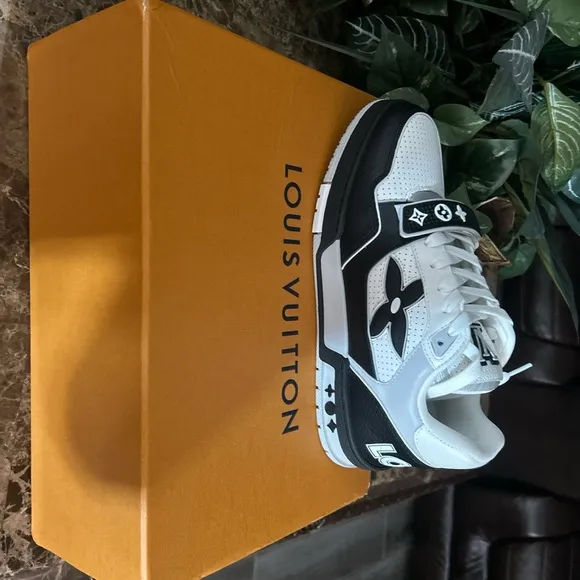 Louis Vuitton Black and White Sneakers with Skate-Style Silhouette