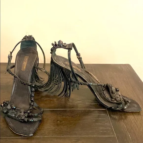 Louis Vuitton  Black Beaded Women's Sandals