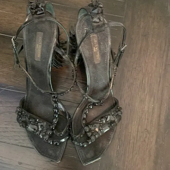 Louis Vuitton  Black Beaded Women's Sandals