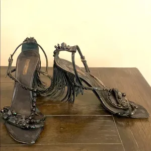 Louis Vuitton  Black Beaded Women's Sandals