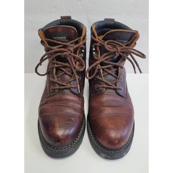 LUCCHESE SPORT Brown Leather lace-up work boots men's Size 10 D  stock # s0018