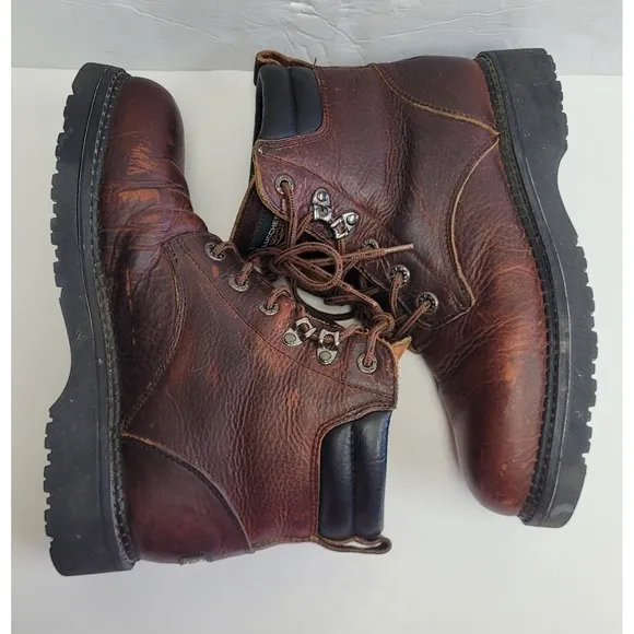 LUCCHESE SPORT Brown Leather lace-up work boots men's Size 10 D  stock # s0018