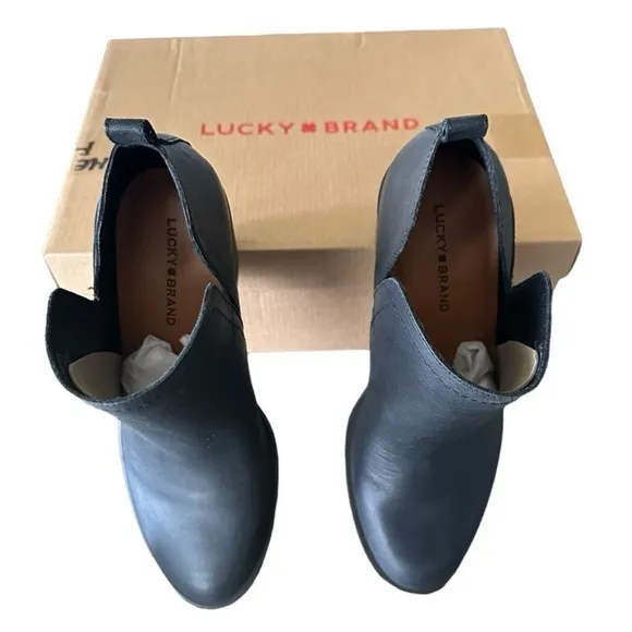 Lucky Brand Branndi Women's Black Heeled Ankle Boots Size 6.5 Medium