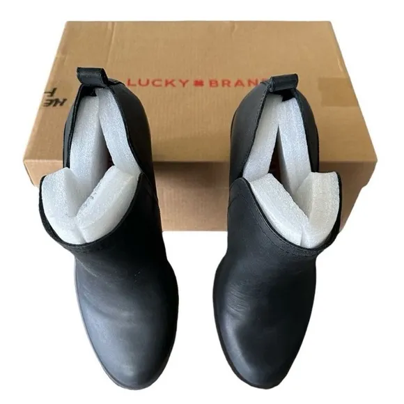 Lucky Brand Branndi Women's Black Heeled Ankle Boots Size 6.5 Medium