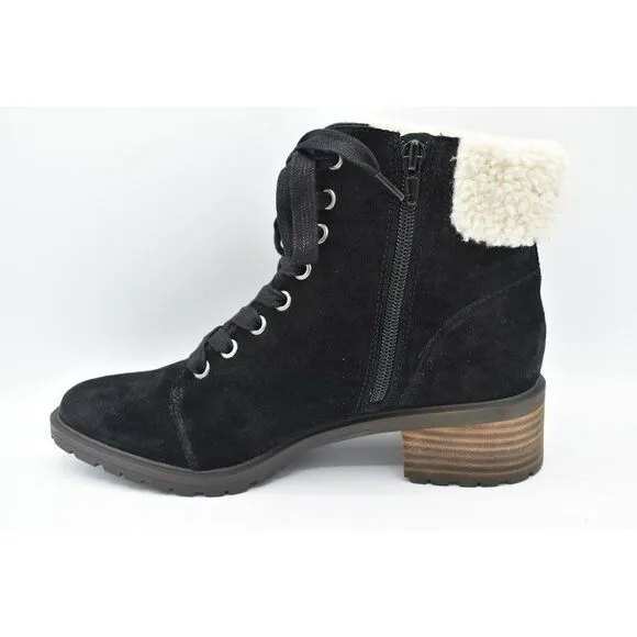 Lucky Brand Womens Size 10 M Jacenia Shearling Suede Black Fashion Winter Boots