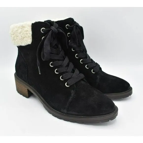 Lucky Brand Womens Size 10 M Jacenia Shearling Suede Black Fashion Winter Boots