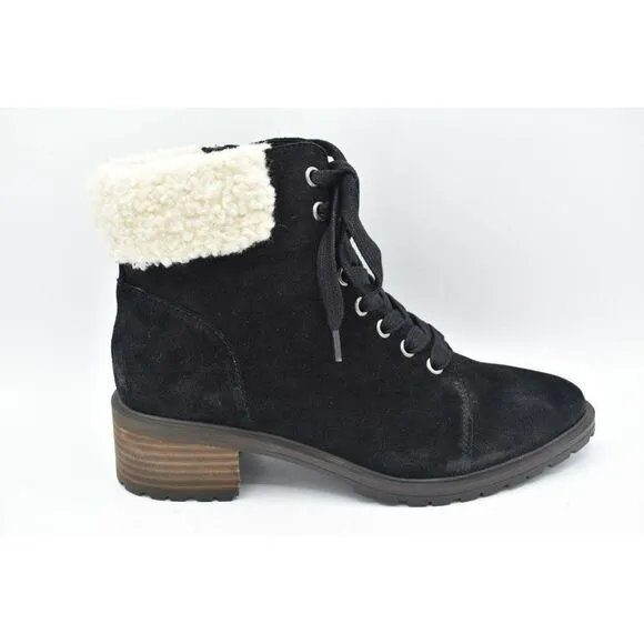 Lucky Brand Womens Size 10 M Jacenia Shearling Suede Black Fashion Winter Boots