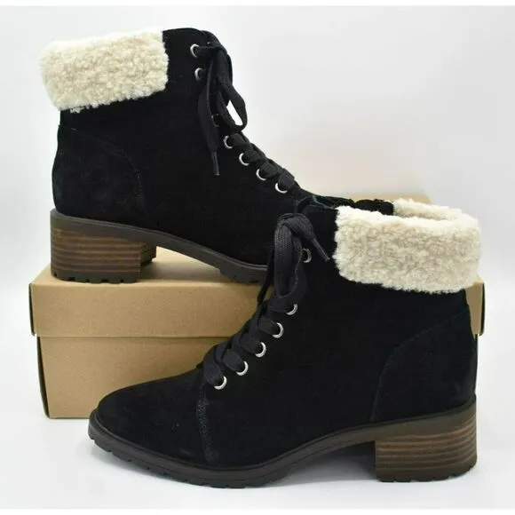 Lucky Brand Womens Size 10 M Jacenia Shearling Suede Black Fashion Winter Boots