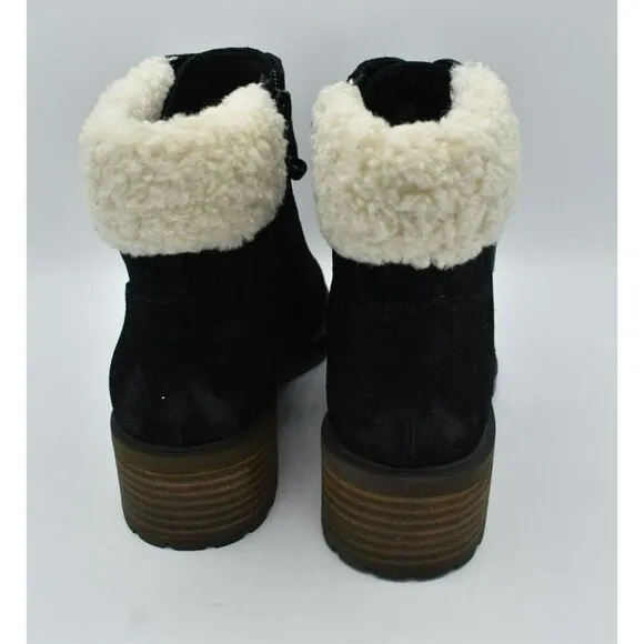 Lucky Brand Womens Size 8 Jacenia Shearling Suede Black Fashion Winter Boots