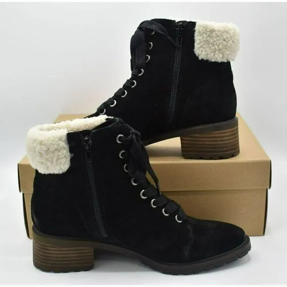 Lucky Brand Womens Size 8 Jacenia Shearling Suede Black Fashion Winter Boots