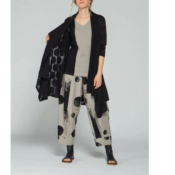 Luukaa Women's Black Polka-Dot Cardigan Size 12 Lightweight Cotton NWT