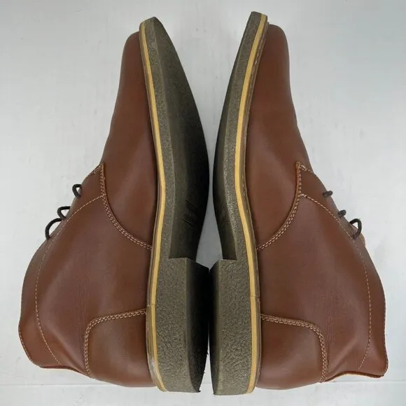 Madden By Steve Mens Harken Brown Cognac Leather Chukka Size 10.5 Ankle Boots