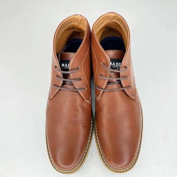 Madden By Steve Mens Harken Brown Cognac Leather Chukka Size 10.5 Ankle Boots