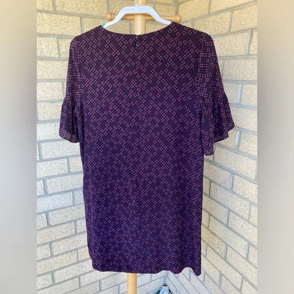 Madewell 100% Silk Floral Painted Clover Ruffle Bell Sleeve Dress