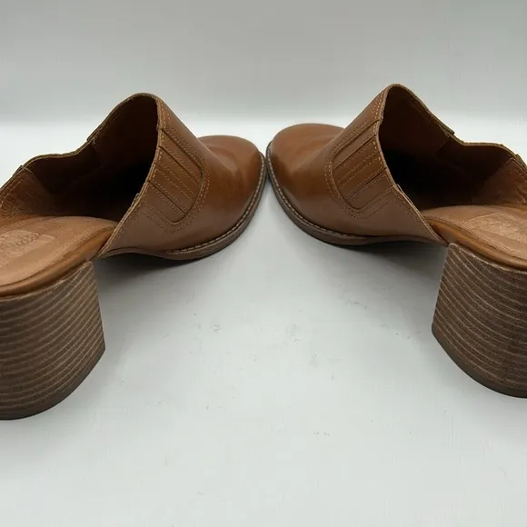 Madewell Tan Leather Cary Mule Slip On Block Heel Shoes Size 10