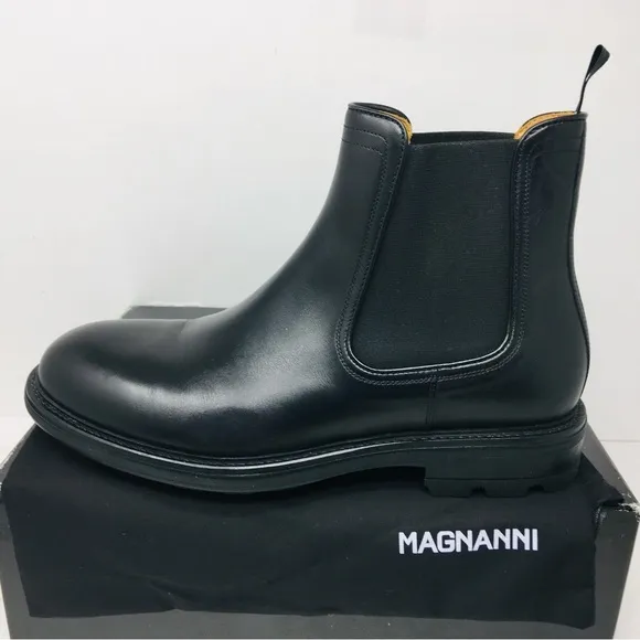 Magnanni Holland Men's Black Leather Chelsea Boots Size 11.5 M - Medium