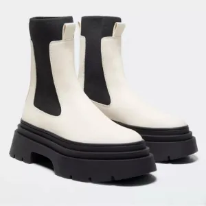 MANGO WOMEN’S TRACK SOLE Black &amp; White/Ivory Sock Boots Sz37/7