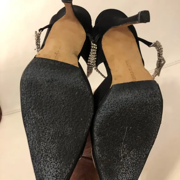 Manolo blahnik fabric black mules with crystals size 36