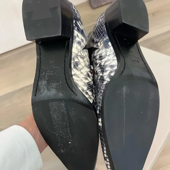 Marc Fisher Black and White Ankle Boots with Snakeskin Print