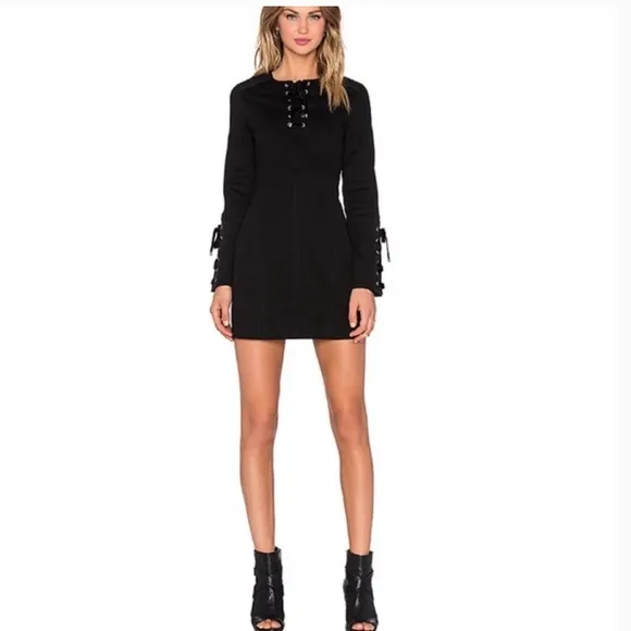 MARC JACOBS Tie Front shift dress black tie sleeves size S