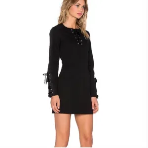 MARC JACOBS Tie Front shift dress black tie sleeves size S