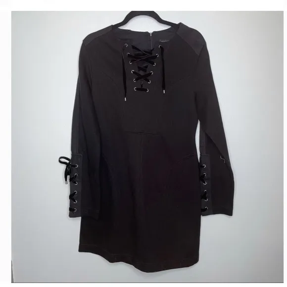 MARC JACOBS Tie Front shift dress black tie sleeves size S