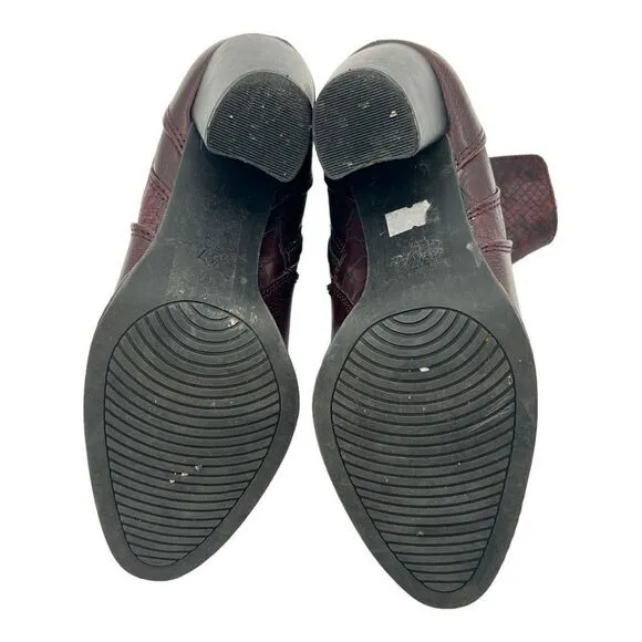 Marco Tozzi Boots Women's 37 US 6.5 Strappy Side Zipper Burgundy Ankle Boots