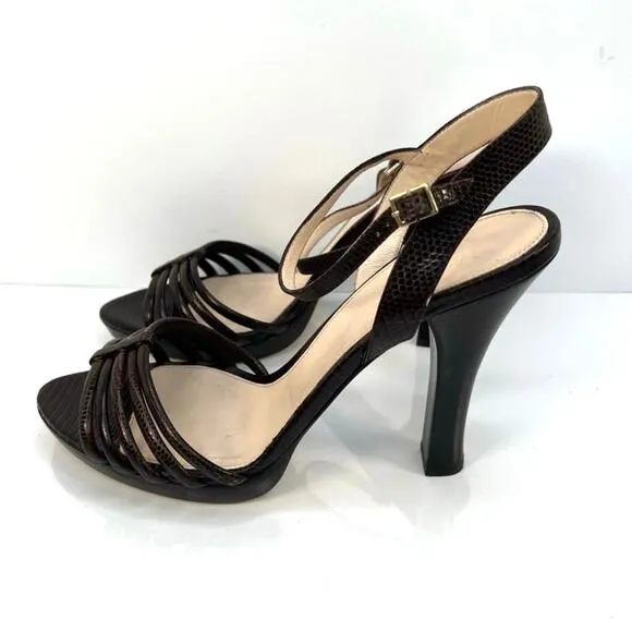 MaxMara animal print embossed leather women’s heels sandals shoes.