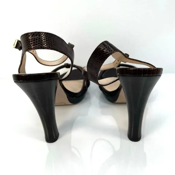 MaxMara animal print embossed leather women’s heels sandals shoes.