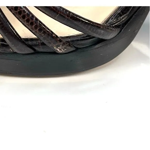 MaxMara animal print embossed leather women’s heels sandals shoes.