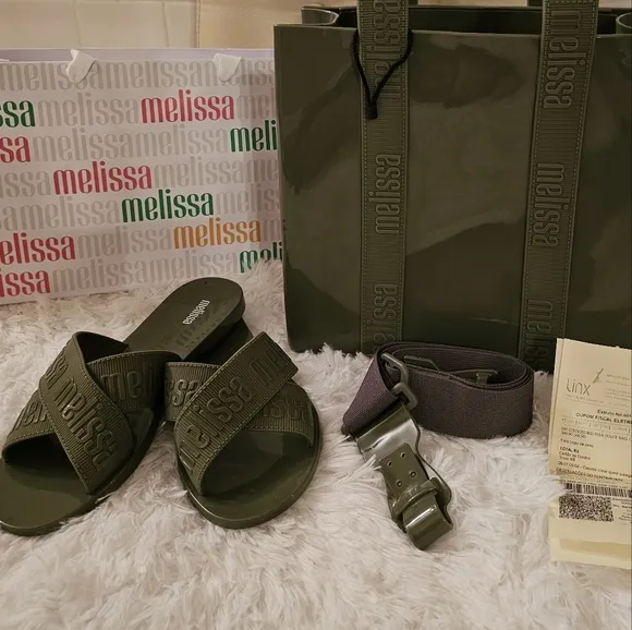 Melissa Set Matching -Sandals 7.5/8   Jelly Bag - New AUTHENTIC