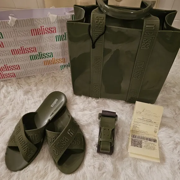 Melissa Set Matching -Sandals 7.5/8   Jelly Bag - New AUTHENTIC