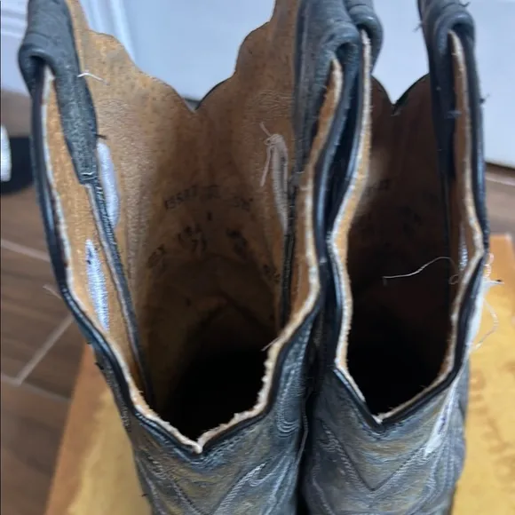 Men's Black and Gray Cowboy Boots