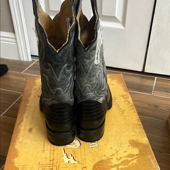 Men's Black and Gray Cowboy Boots
