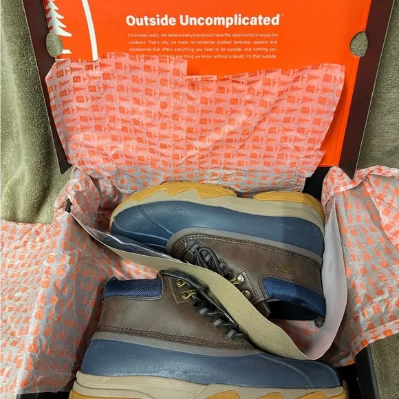 Men's Blue and Brown Boots