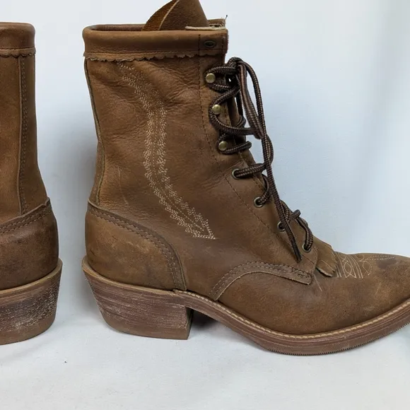Men's Brown Leather Lace-Up Boots