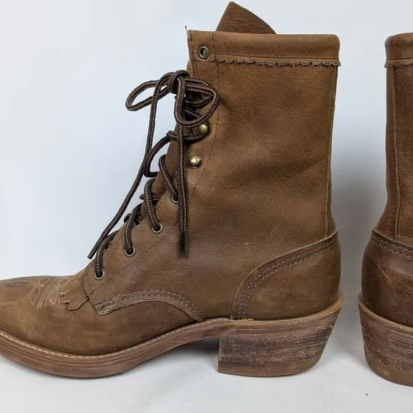 Men's Brown Leather Lace-Up Boots
