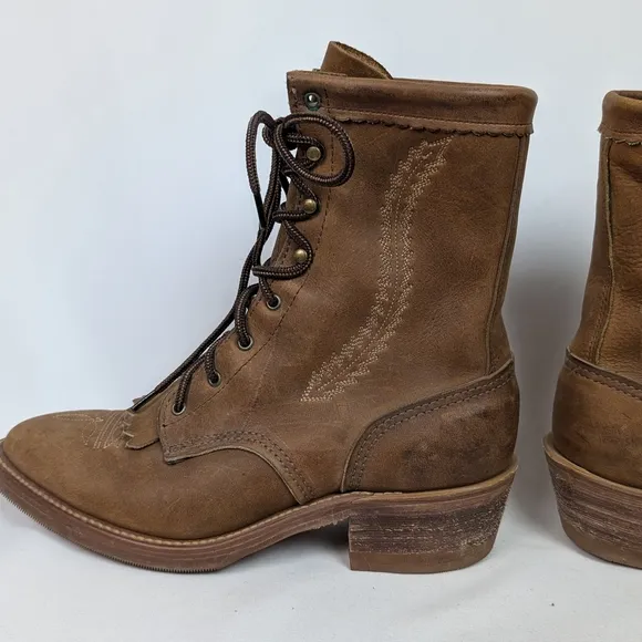 Men's Brown Leather Lace-Up Boots