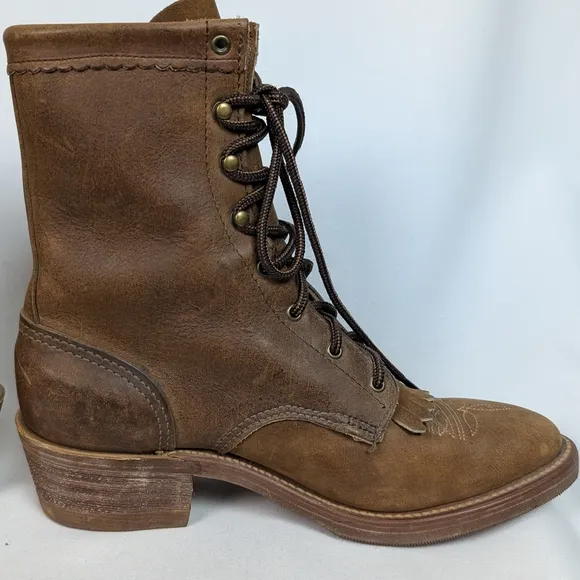 Men's Brown Leather Lace-Up Boots