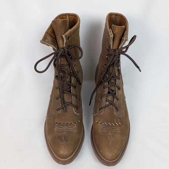 Men's Brown Leather Lace-Up Boots