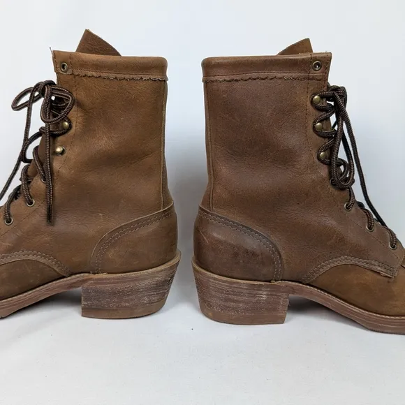 Men's Brown Leather Lace-Up Boots