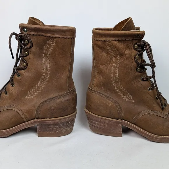 Men's Brown Leather Lace-Up Boots