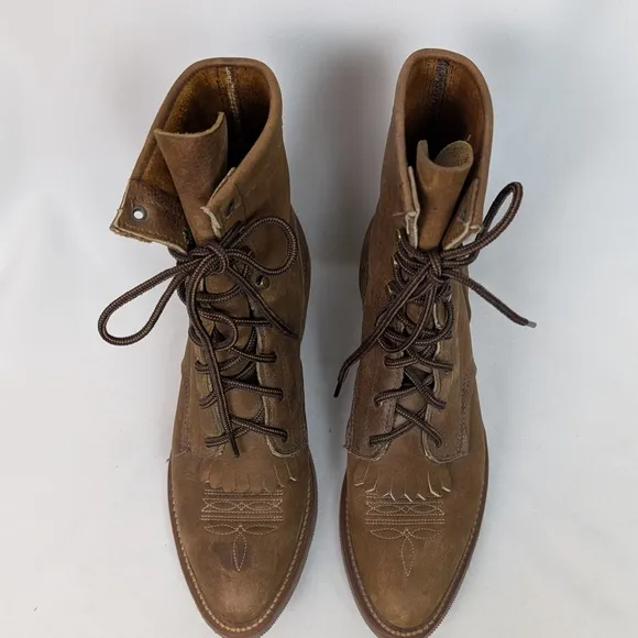 Men's Brown Leather Lace-Up Boots