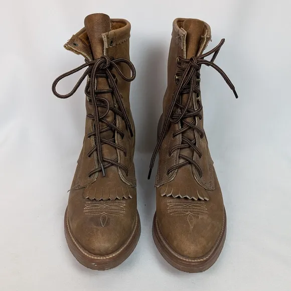 Men's Brown Leather Lace-Up Boots