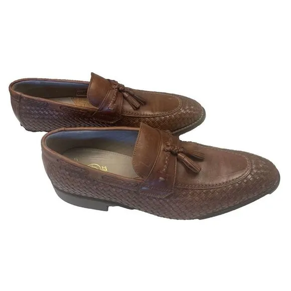 MENS CLARKS TOR COLLECTION TWINLEY FREE LEATHER SLIP ON TASSEL LOAFER SHOES Sz 9