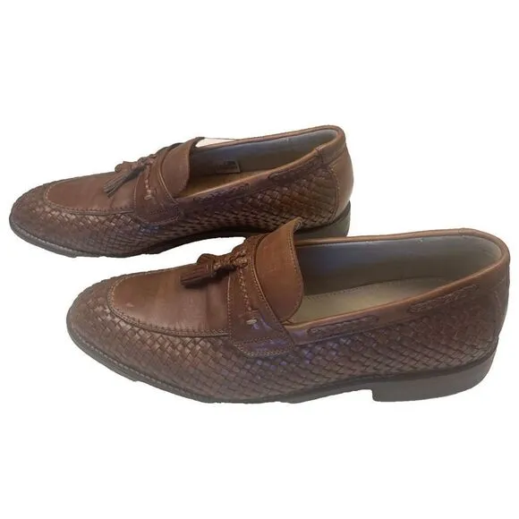 MENS CLARKS TOR COLLECTION TWINLEY FREE LEATHER SLIP ON TASSEL LOAFER SHOES Sz 9