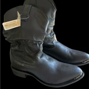 Men's Dingo Black Leather Slouch Boots NWT no box Size 9D