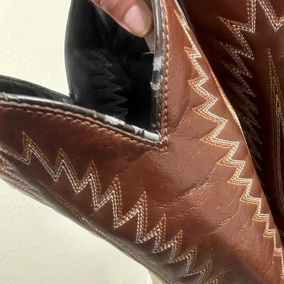 Men's Laredo Flagstaff  Wingtip Lizard print Cowboy Boots - Brown and Cream 10.5