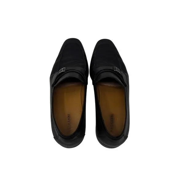 Mens Magnanni Reino Leather Loafers Shoes Designer Black Slip On 25326 Size 10 M